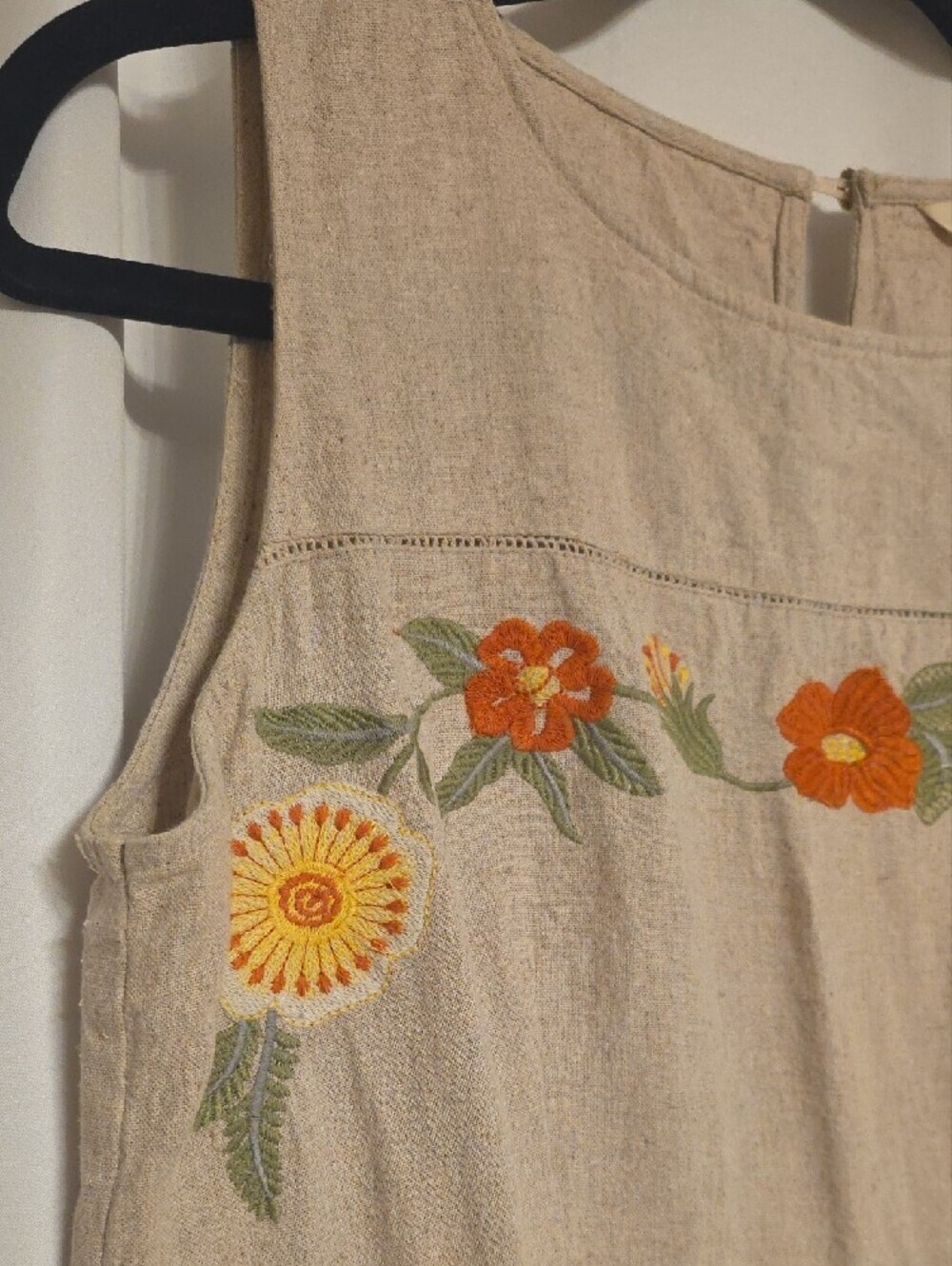 AND Natural Dress Cream Midi Dress with Floral Embroidery Size 14 - Picture 9 of 16